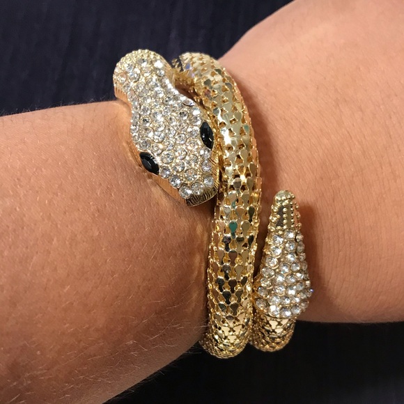 Egyptian snake wrap bracelet w/ rhinestone - Picture 2 of 14